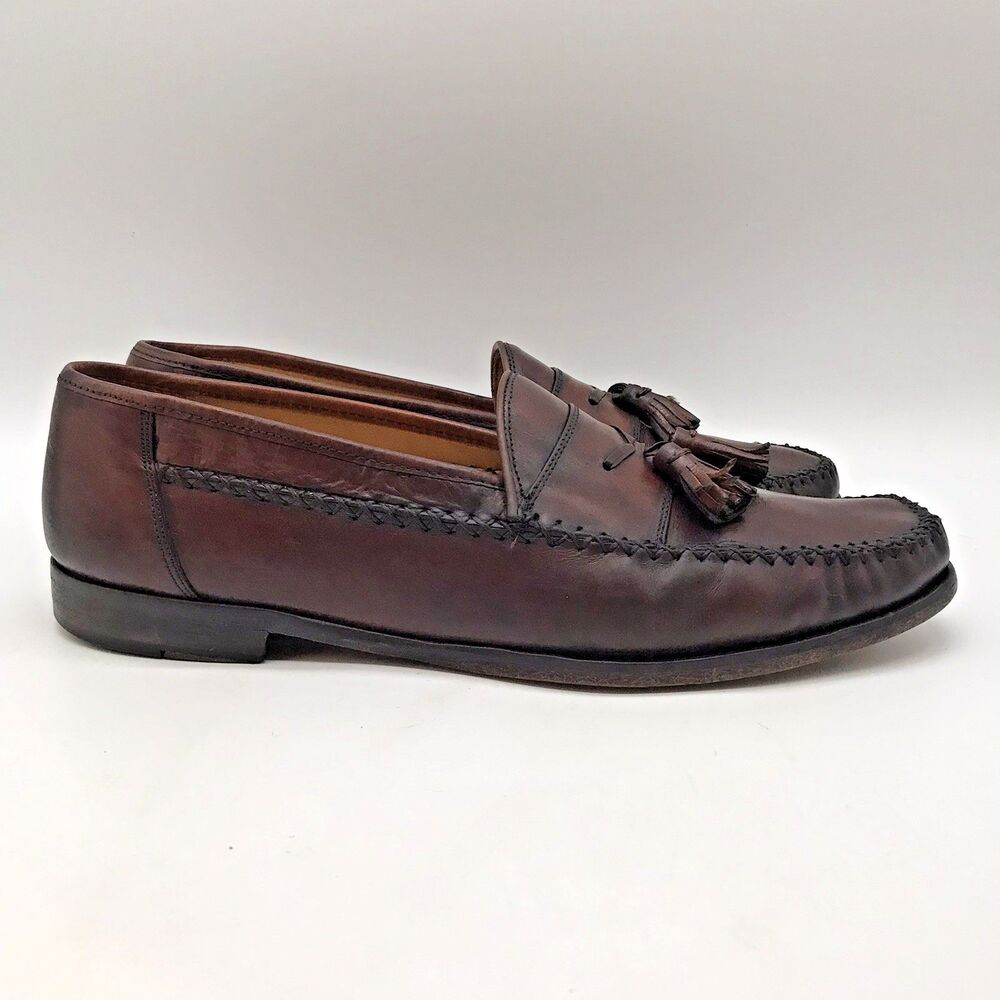 Sandro Moscoloni Leather  Tassel Loafers Men's 11N Brown Olivio Gld Slip On Shoe